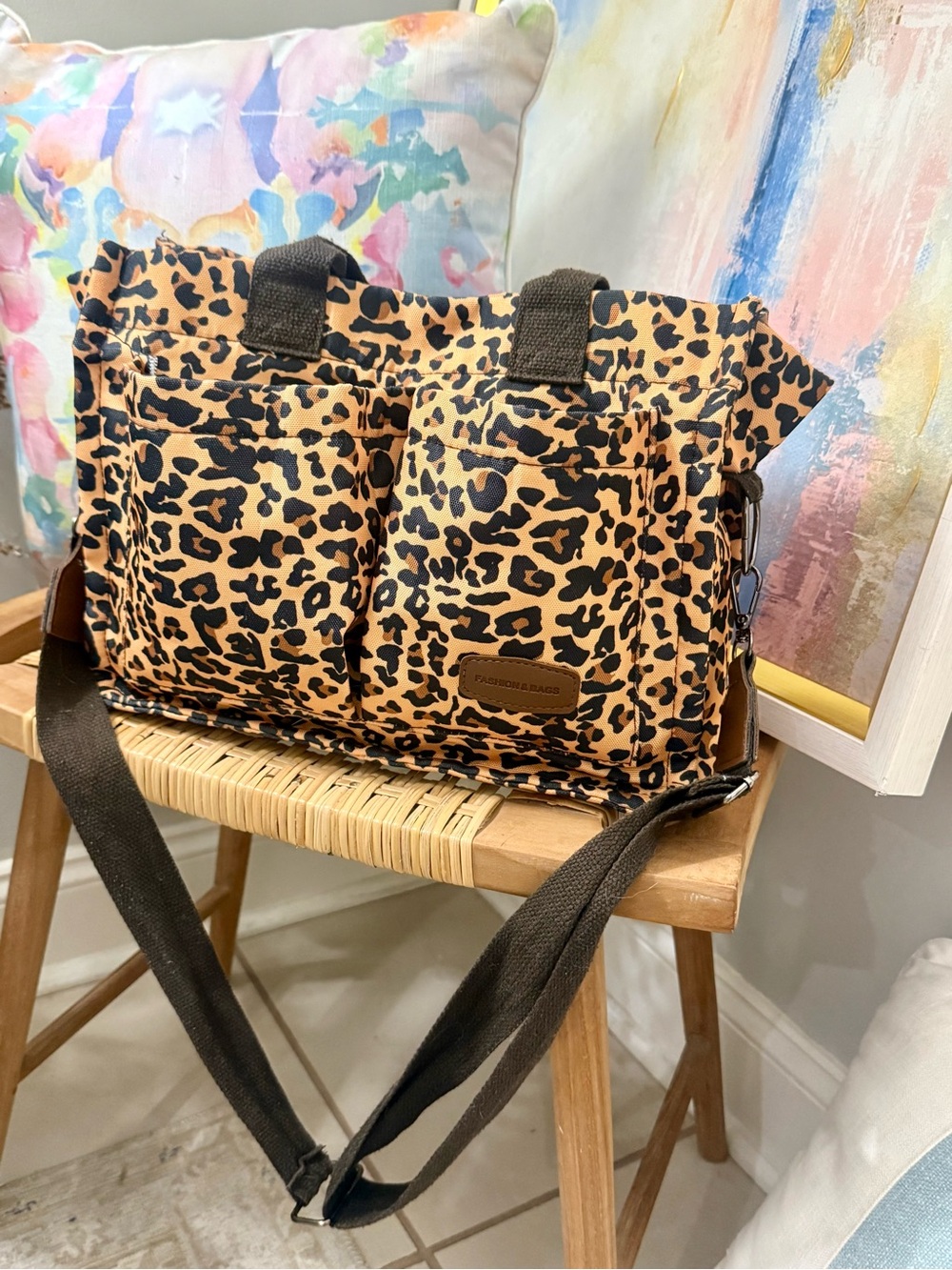🐆🖤 Large Leopard Print Canvas Tote Bag 🖤🐆